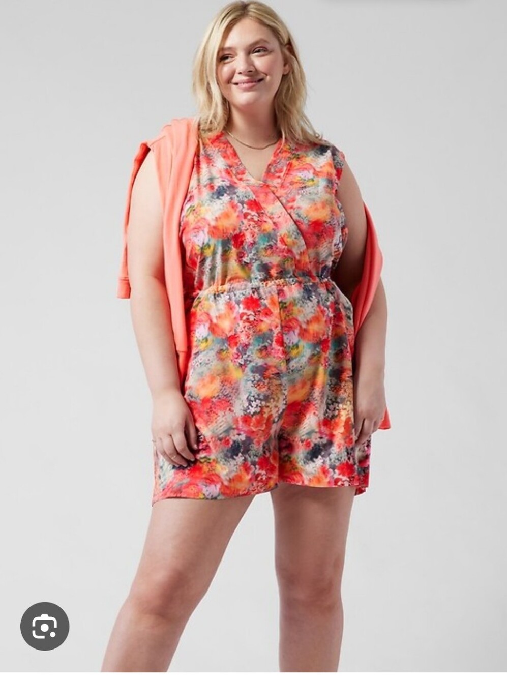 Athleta Marlow Plus Size 2x: Coral Multi Floral Romper